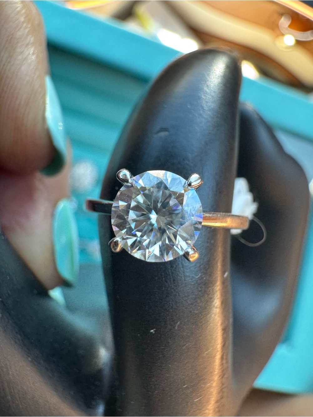 925 sterling silver stamped acid tested moisonite Round-size 5